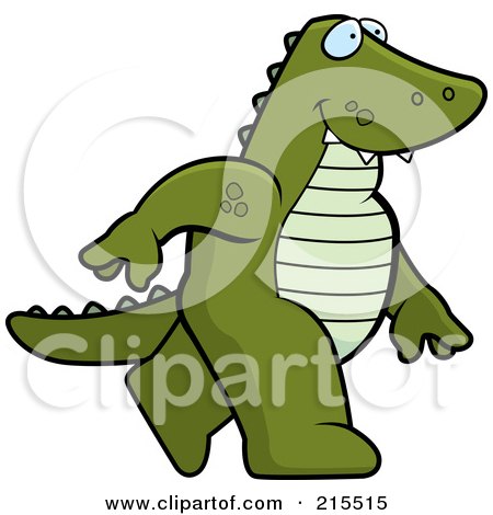 Royalty-Free (RF) Clipart Illustration of an Alligator Walking Upright by Cory Thoman