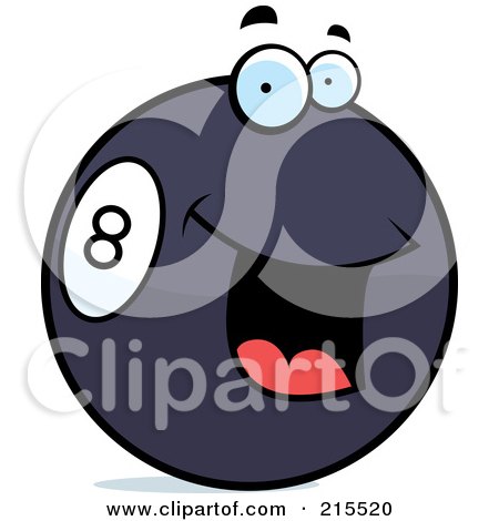 Royalty-Free (RF) Clipart Illustration of a Friendly Smiling Eight Ball by Cory Thoman