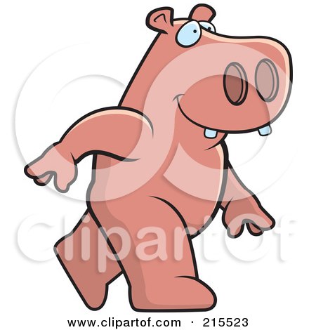 Royalty-Free (RF) Clipart Illustration of a Hippo Walking Upright by Cory Thoman