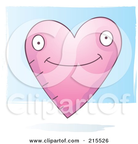 Royalty-Free (RF) Clipart Illustration of a Cute Smiling Pink Heart by Cory Thoman