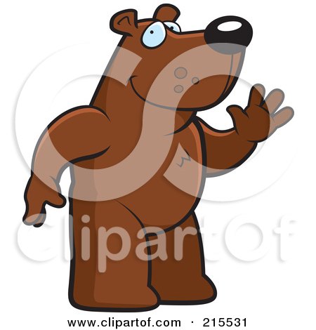 Royalty-Free (RF) Clipart Illustration of a Friendly Bear Standing On His Hind Legs And Waving by Cory Thoman
