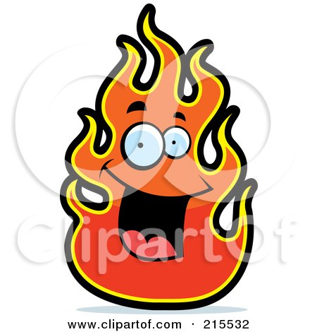 Royalty-Free (RF) Clipart Illustration of a Happy Smiling Flame Character by Cory Thoman