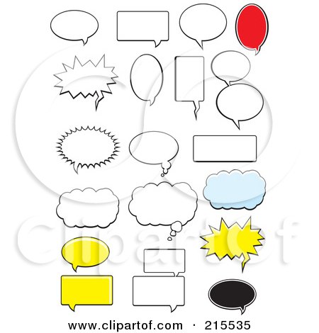 Royalty-Free (RF) Clipart Illustration of a Digital Collage Of Chat, Thought And Messenger Bubbles by Cory Thoman