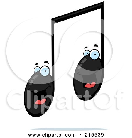 Royalty-Free (RF) Clipart Illustration of a Happy Smiling  Double Music Note Character by Cory Thoman