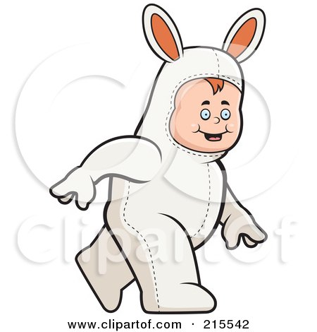 Royalty-Free (RF) Clipart Illustration of a Toddler Walking In A Rabbit Costume by Cory Thoman