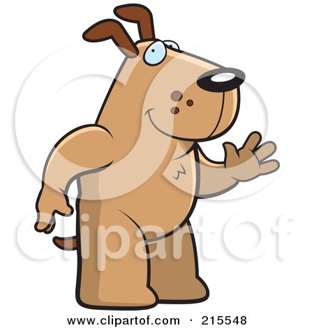 Royalty-Free (RF) Clipart Illustration of a Friendly Dog Standing On His Hind Legs And Waving by Cory Thoman