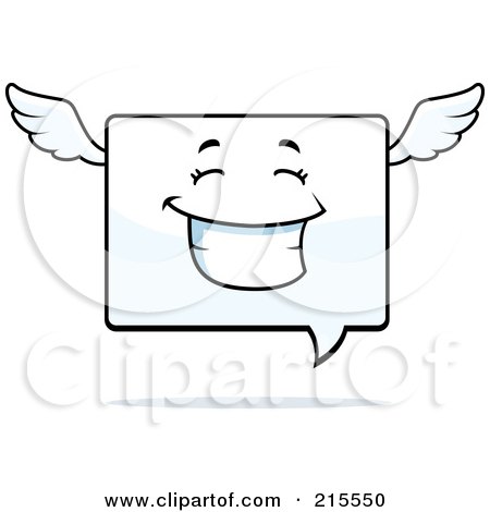 Royalty-Free (RF) Clipart Illustration of a Happy Smiling Winged Chat Window Character by Cory Thoman