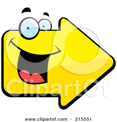 Royalty-Free (RF) Clipart Illustration of a Happy Smiling Yellow Arrow Character by Cory Thoman