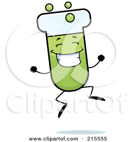 Royalty-Free (RF) Clipart Illustration of a Happy Jumping Test Tube Character by Cory Thoman