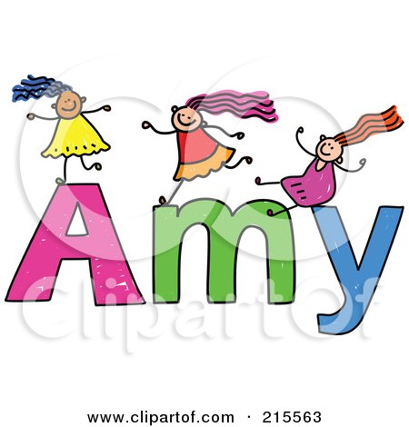 Royalty-Free (RF) Clipart Illustration of a Childs Sketch Of Girls Playing On The Name Amy by Prawny