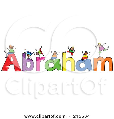 Royalty-Free (RF) Clipart Illustration of a Childs Sketch Of Boys Playing On The Name Abraham by Prawny