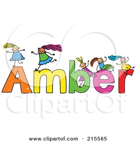 Royalty-Free (RF) Clipart Illustration of a Childs Sketch Of Girls Playing On The Name Amber by Prawny