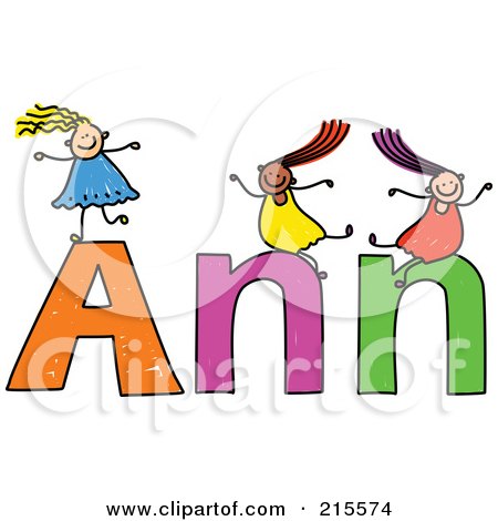 Royalty-Free (RF) Clipart Illustration of a Childs Sketch Of Girls Playing On The Name Ann by Prawny
