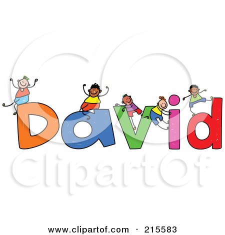 Royalty-Free (RF) Clipart Illustration of a Childs Sketch Of Boys Playing On The Name David by Prawny