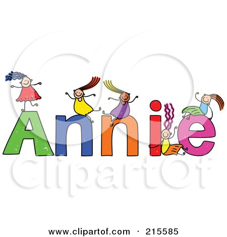 Royalty-Free (RF) Clipart Illustration of a Childs Sketch Of Girls Playing On The Name Annie by Prawny
