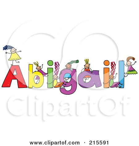 Royalty-Free (RF) Clipart Illustration of a Childs Sketch Of Girls Playing On The Name Abigail by Prawny