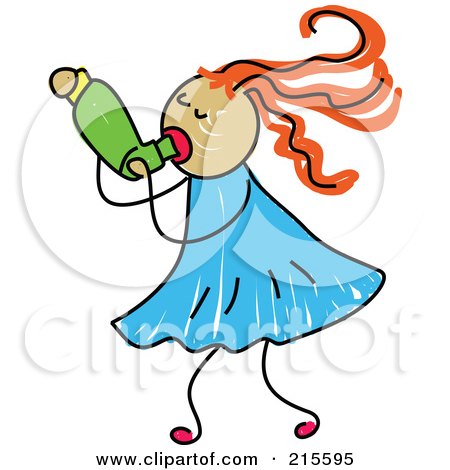 Royalty-Free (RF) Clipart Illustration of a Childs Sketch Of A Girl Using An Asthma Inhaler by Prawny