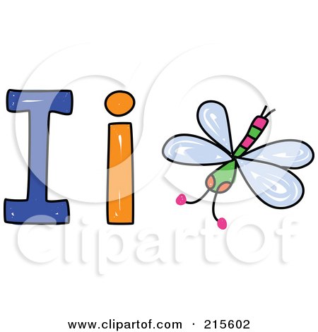Royalty-Free (RF) Clipart Illustration of a Childs Sketch Of A Capital And Lowercase Letter I With An Insect by Prawny