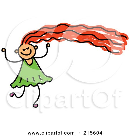 Royalty-Free (RF) Clipart Illustration of a Childs Sketch Of A Girl With Long Red Hair by Prawny