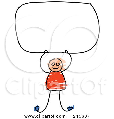 Royalty-Free (RF) Clipart Illustration of a Childs Sketch Of A Boy Holding Up A Blank Sign by Prawny