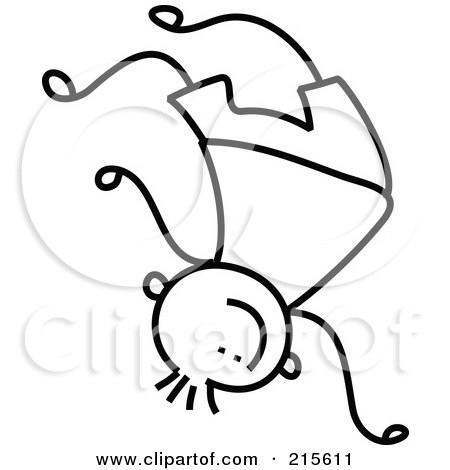 Royalty-Free (RF) Clipart Illustration of a Childs Sketch Of A Black And White Boy Doing A Hand Stand by Prawny