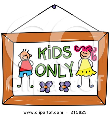 Royalty-Free (RF) Clipart Illustration of a Childs Sketch Of A Kids Only Sign by Prawny