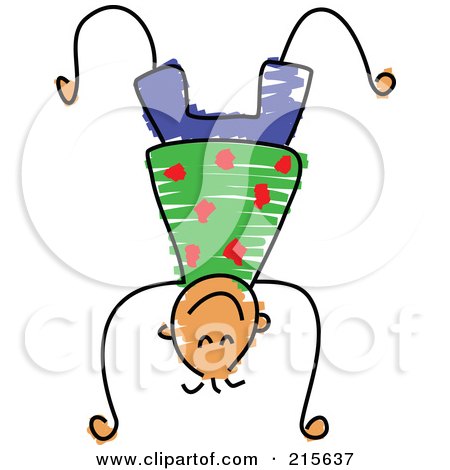 Royalty-Free (RF) Clipart Illustration of a Childs Sketch Of A Boy Doing A Hand Stand by Prawny