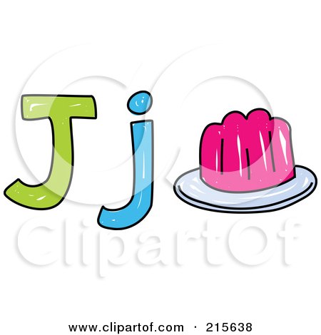 Royalty-Free (RF) Clipart Illustration of a Childs Sketch Of A Capital And Lowercase Letter J With Jelly by Prawny