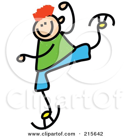 Royalty-Free (RF) Clipart Illustration of a Childs Sketch Of A Boy Ice Skating by Prawny