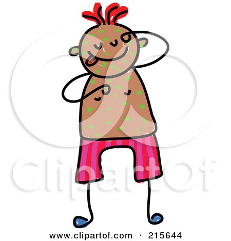 Royalty-Free (RF) Clipart Illustration of a Childs Sketch Of A Boy Itching Green Spots by Prawny