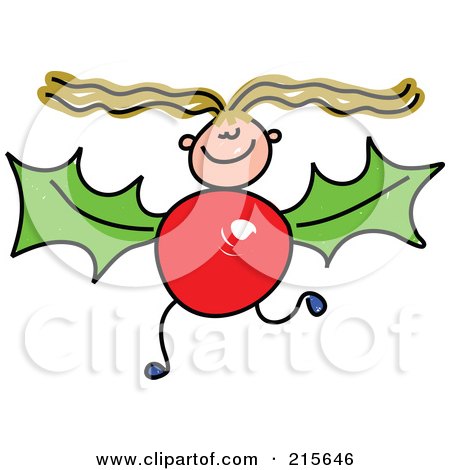 Royalty-Free (RF) Clipart Illustration of a Childs Sketch Of A Girl With A Holly Body by Prawny