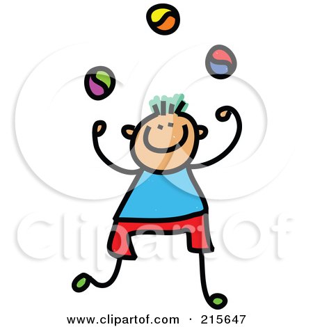 Royalty-Free (RF) Clipart Illustration of a Childs Sketch Of A Juggling Boy by Prawny