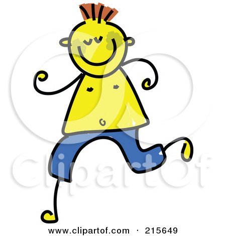 Royalty-Free (RF) Clipart Illustration of a Childs Sketch Of A Running Boy With Jaundice by Prawny