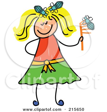 Royalty-Free (RF) Clipart Illustration of a Childs Sketch Of A Blond Girl With Head Lice by Prawny