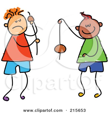 Royalty-Free (RF) Clipart Illustration of a Childs Sketch Of Boys Playing Conkers by Prawny