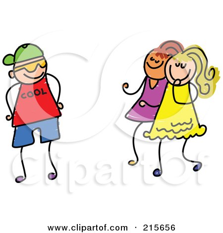 Royalty-Free (RF) Clipart Illustration of a Childs Sketch Of A Boy Trying To Impress Girls by Prawny