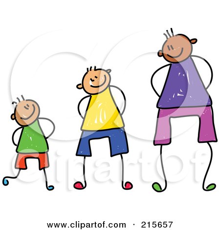 Royalty-Free (RF) Clipart Illustration of a Childs Sketch Of Three Boys At Different Heights by Prawny