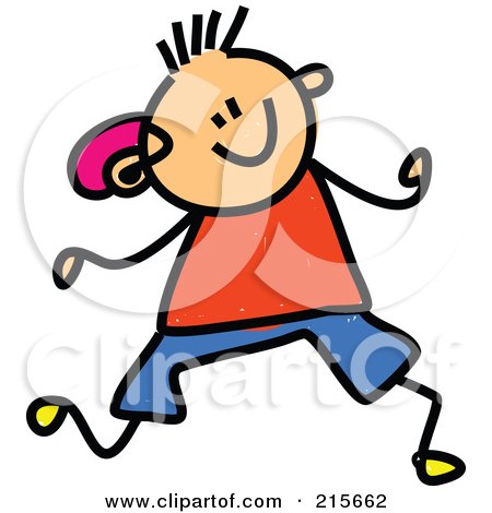 Royalty-Free (RF) Clipart Illustration of a Childs Sketch Of A Boy With A Hearing Aid by Prawny