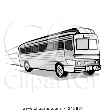 Royalty-Free (RF) Clipart Illustration of a Retro Black And White City Bus - 3 by patrimonio