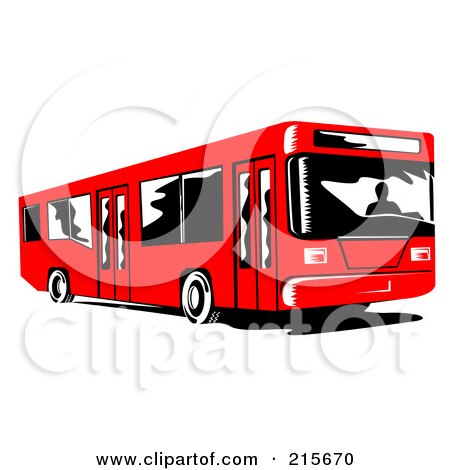 Royalty-Free (RF) Clipart Illustration of a Red City Bus by patrimonio