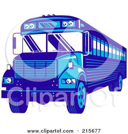 Royalty-Free (RF) Clipart Illustration of a Blue School Bus by patrimonio