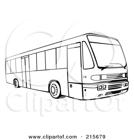Royalty-Free (RF) Clipart Illustration of a Retro Black And White City Bus - 4 by patrimonio