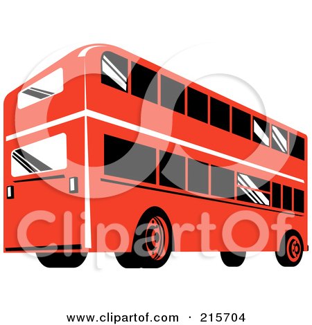 Royalty-Free (RF) Clipart Illustration of a Retro Red Double Decker Bus - 2 by patrimonio