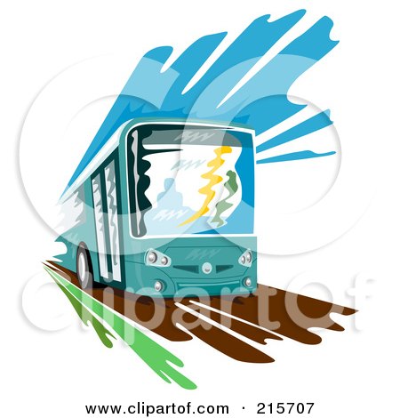 Royalty-Free (RF) Clipart Illustration of a City Bus In Operation by patrimonio