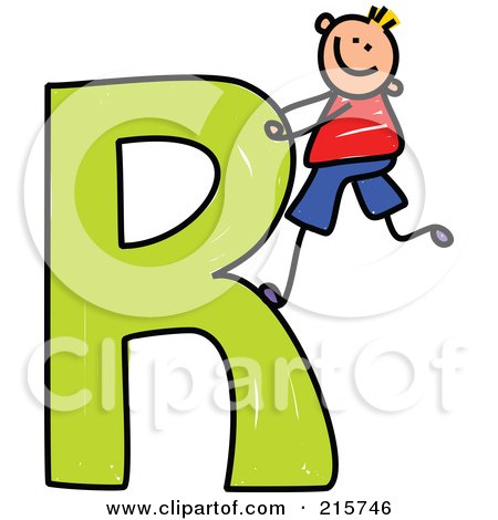 Royalty-Free (RF) Clipart Illustration of a Childs Sketch Of A Boy Climbing A Capital Letter A by Prawny