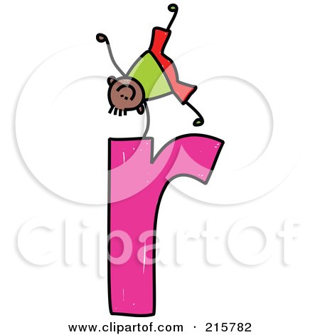Royalty-Free (RF) Clipart Illustration of a Childs Sketch Of A Boy On Top Of A Lowercase Letter r by Prawny