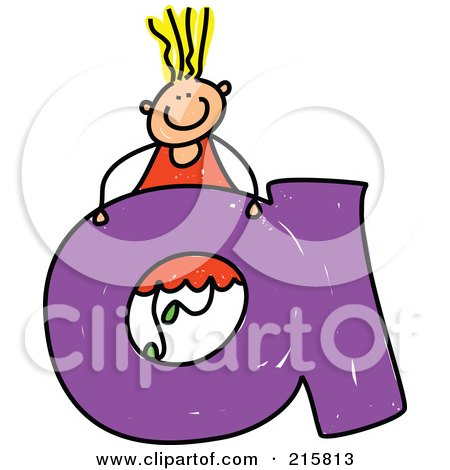 Royalty-Free (RF) Clipart Illustration of a Childs Sketch Of A Girl Behind A Lowercase Letter A by Prawny