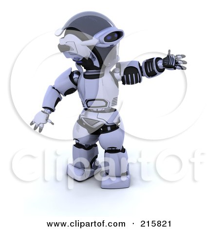Royalty-Free (RF) Clipart Illustration of a 3d Robot Presenting To The Right by KJ Pargeter