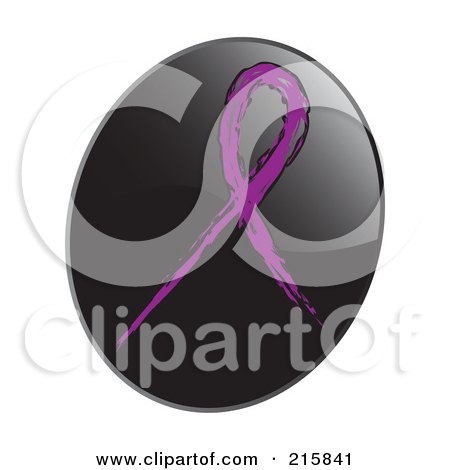Royalty-Free (RF) Clipart Illustration of a Purple Awareness Ribbon On A Shiny Black App Icon Button by inkgraphics