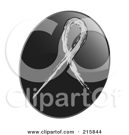 Royalty-Free (RF) Clipart Illustration of a Gray Awareness Ribbon On A Shiny Black App Icon Button by inkgraphics